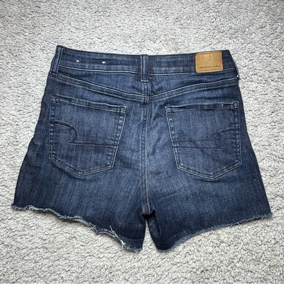 American Eagle Shorts Womens 6 Super Hi Rise Shortie Stretch Dark Wash Raw Hem - Picture 5 of 5